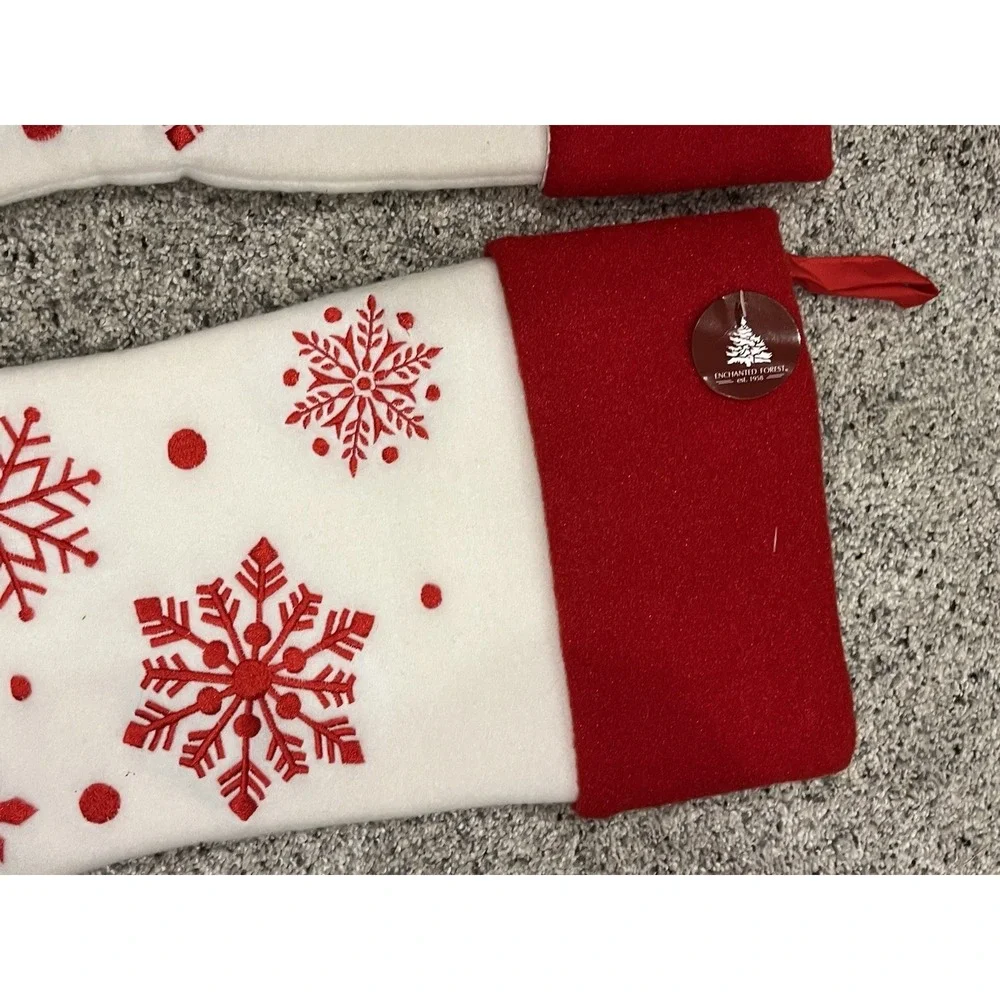Christmas Stockings By‎ Enchanted Forest White & Red 18